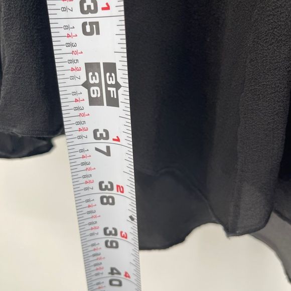 Cold Water Creek Faux Wrap 3/4 Sleeve‎ Black Silk Chiffon Velour Dress - Picture 10 of 12